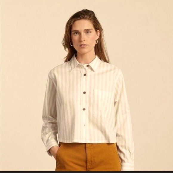 Everlane Way-Short button Shirt Silky Cotton white beige classic spring boho - Picture 1 of 4